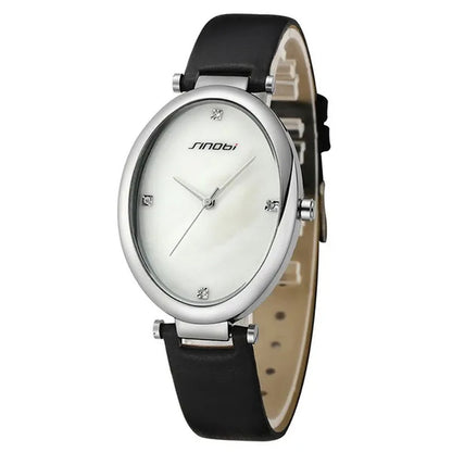 Ladies Elegant Ceramic Dial Oval Leather Band OL Business Watch Women Bracelet Rose Gold Wristwatch