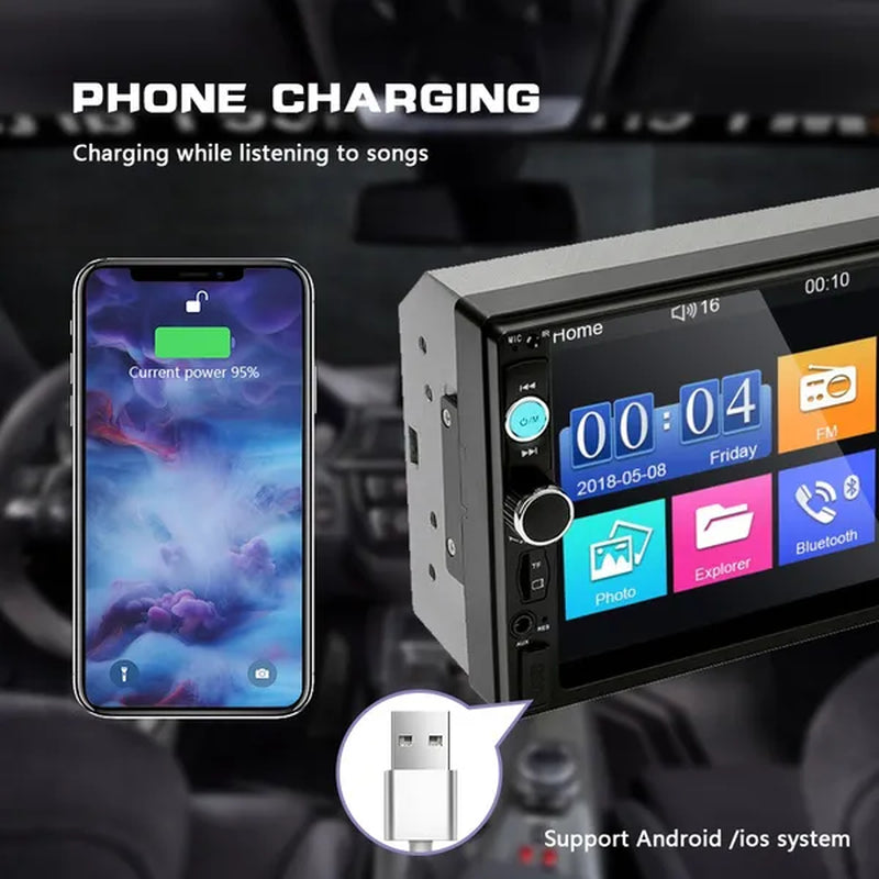 NEW Upgrade 2Din 7" HD Autoradio Bluetooth Car MP5 Player Car Radio Build-In FM AUX USB SD Function Support Mirror Link + Backup Camera(Optional)