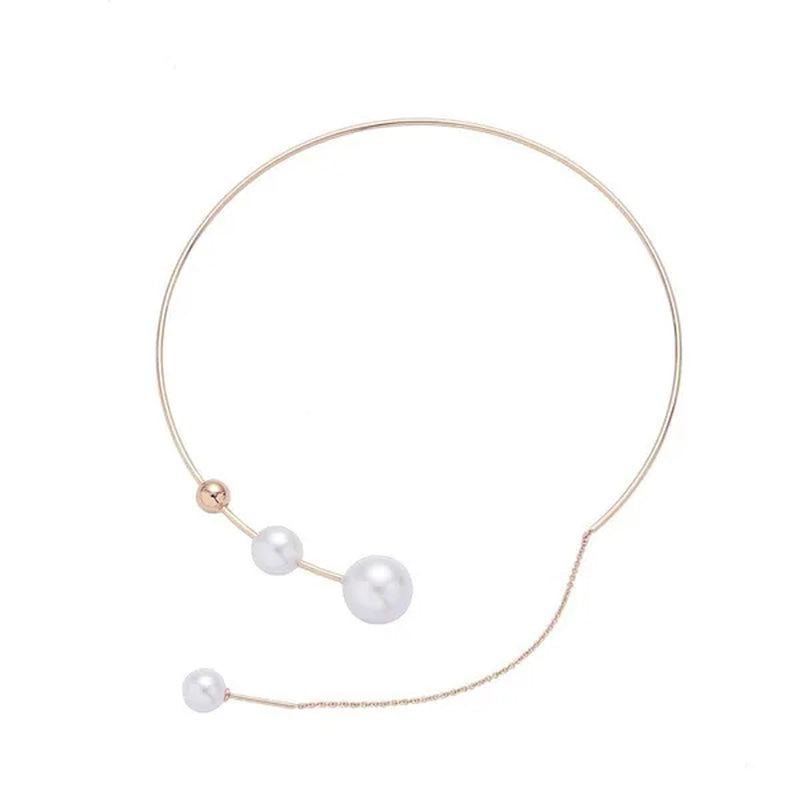 1Pcs Pearl Choker Necklace Elegant Big White Imitation Pearl Choker Necklace Clavicle Chain Fashion Necklace for Women Wedding Jewelry Collar