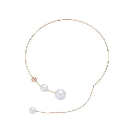 1Pcs Pearl Choker Necklace Elegant Big White Imitation Pearl Choker Necklace Clavicle Chain Fashion Necklace for Women Wedding Jewelry Collar