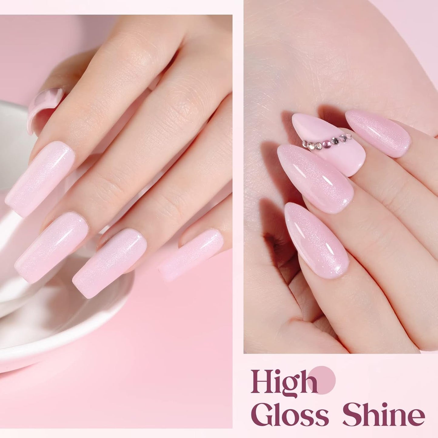 Pink Gel Nail Polish, 12Ml Light Sheer Pink Jelly Nude Soak off LED Gel Polish Varnish Nail Art Manicure Salon Home DIY 0.4Oz
