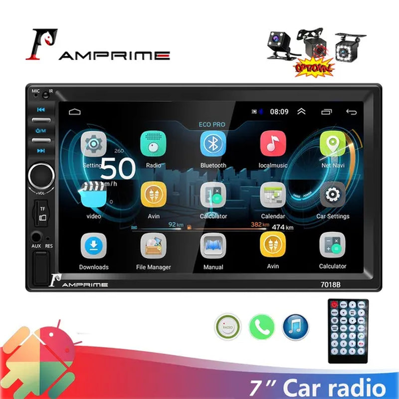 Amprime 2 Din Car Radio 7" LCD Touch Screen Autoradio 7018B Multimedia Player Bluetooth Car Stereo Radio Support Mirror-Link Rear View Camera