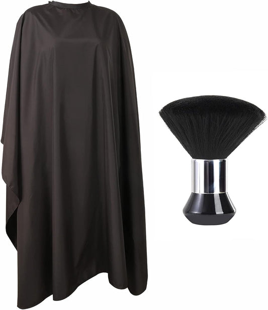 Professional Hair Cutting Cape with Neck Duster Brush, Large Size Salon Barber Cape for Men, Women and Kids