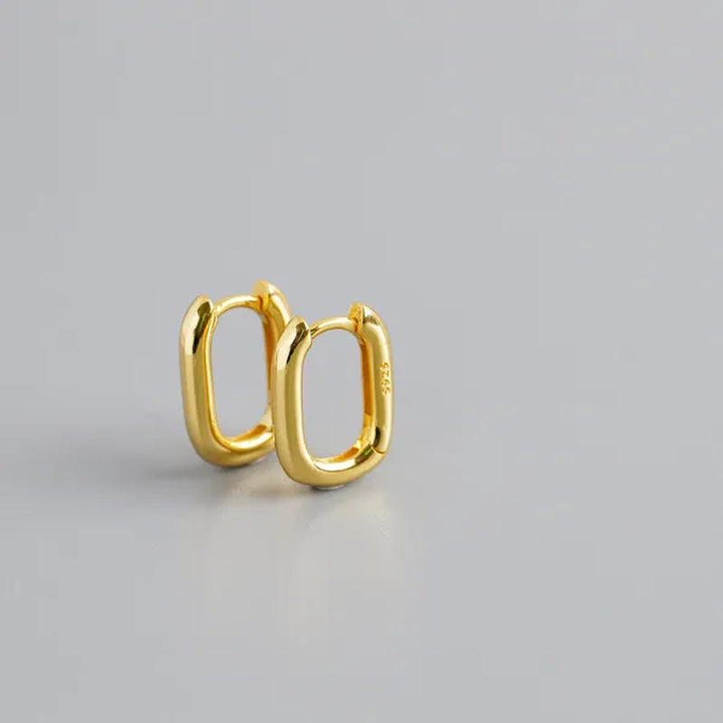 Small Gold Plated Oval Hoop Earrings Hypoallergenic Gold Huggie Earrings for Women, Silver Gold U Shaped Small Hoop Earrings
