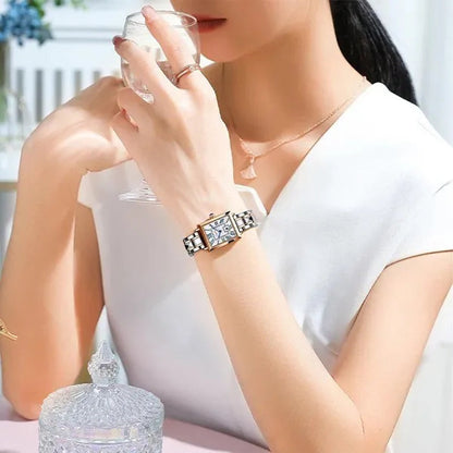 2021 LIGE Brand SUNKTA Women Watches Fashion Square Ladies Quartz Watch Bracelet Set Dial Simple Rose Gold Luxury Women Watches
