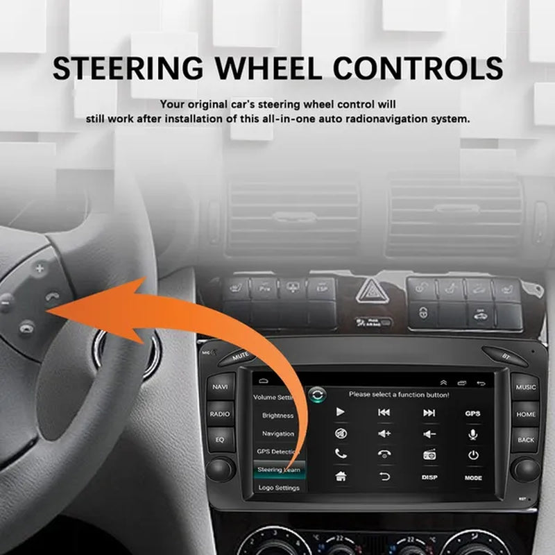 AMPRIME Android 11 GPS +Wifi+Fm/Rds +BT Car Radio Stereo 2 Din 7'' HD Touch Screen Car MP5 Player Autoradio for Para Mercedes-Benz/Clk/W209/E-W210/Clase C/W203/Slk/W170/Clk/C208/W208/M/Ml/W168/G/W463/Viano/W639/Vito/W639/