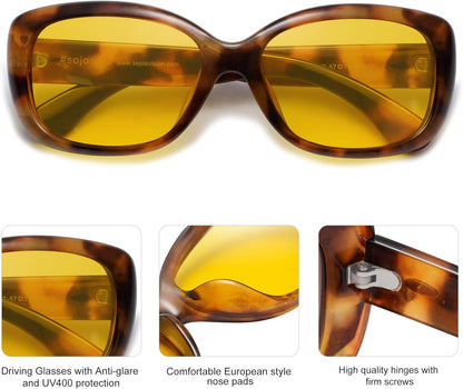 Vintage Square Sunglasses for Women Polarized UV Protection Havana Frame