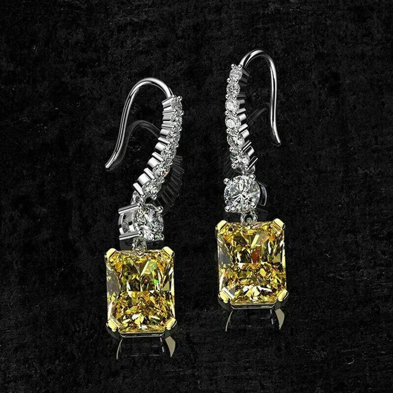 Fashion Bridal Wedding Earrings Hook Yellow Topaz Drop Earrings for Women Fine Jewelry Gift