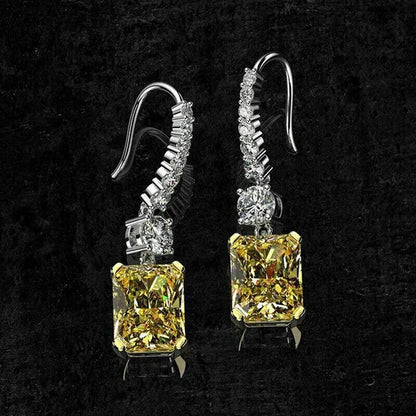 Fashion Bridal Wedding Earrings Hook Yellow Topaz Drop Earrings for Women Fine Jewelry Gift
