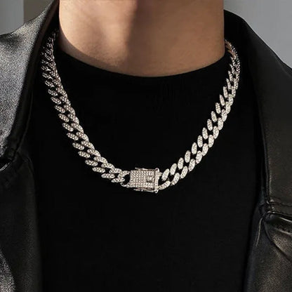 3 Colors 13MM Iced Out Chain Hip Hop Watch Necklace Bracelet Bling Miami Cuban Link Chain Mens Jewelry Set Relojes Hombre