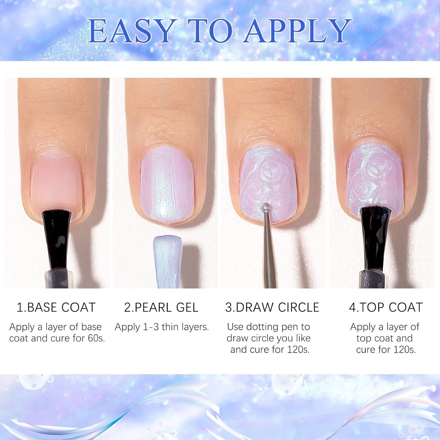 Pearl White Gel Nail Polish Mermaid Shimmer Glitter Drawing Gel Polish Shell Thread UV LED Nail Gel Polish for Home DIY Nail Salon