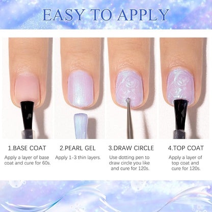 Pearl White Gel Nail Polish Mermaid Shimmer Glitter Drawing Gel Polish Shell Thread UV LED Nail Gel Polish for Home DIY Nail Salon