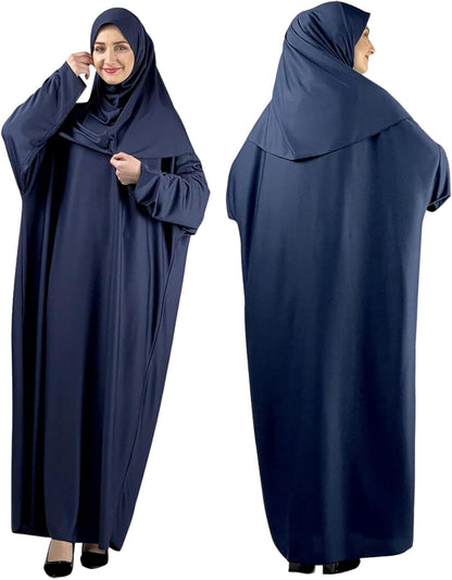 Women Prayer Dress with Hijab Rug Tasbih Muslim Set Islamic Clothes Abaya Jilbab Dubai Kaftan for Eid Ramadan