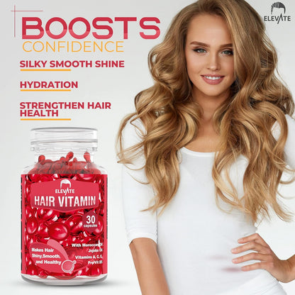 Hair Treatment Serum Oil Capsules - Conditioning Repair & Moisturizing Formula with Argan Jojoba Oils Vitamins a C E Pro Vitamin B5 Healthier Smooth Silky Thicker for Softness (1 Bottle)