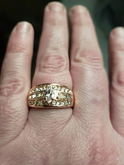 Fashion and Brilliant Women'S Ring Horse Eye Double Row Diamond Ring Romantic Wedding Engagement Ring Valentine'S Day Anniversary Gift Jewelry