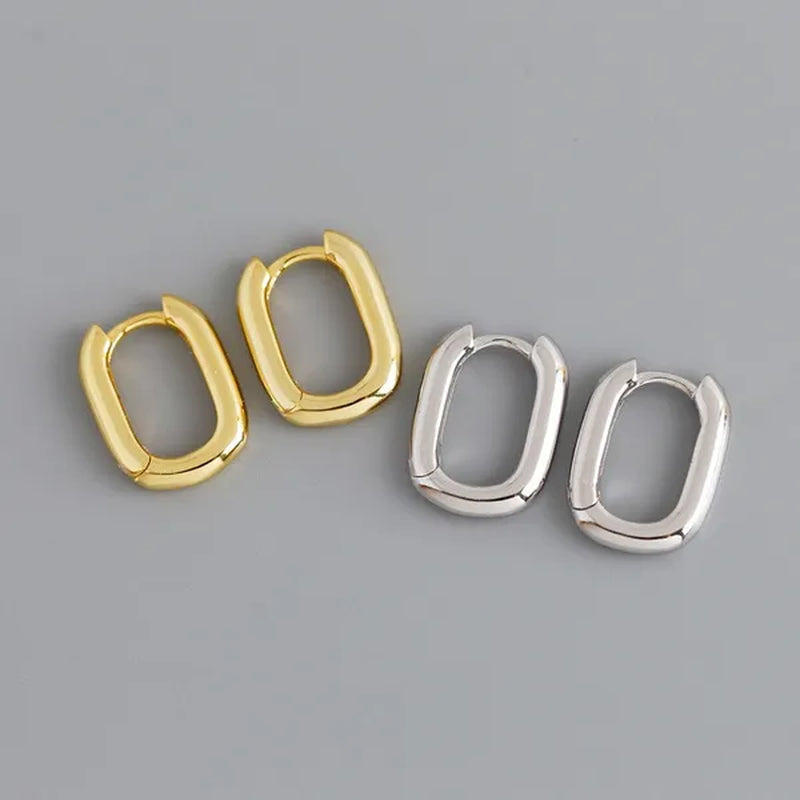 Small Gold Plated Oval Hoop Earrings Hypoallergenic Gold Huggie Earrings for Women, Silver Gold U Shaped Small Hoop Earrings