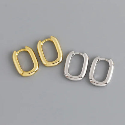 Small Gold Plated Oval Hoop Earrings Hypoallergenic Gold Huggie Earrings for Women, Silver Gold U Shaped Small Hoop Earrings