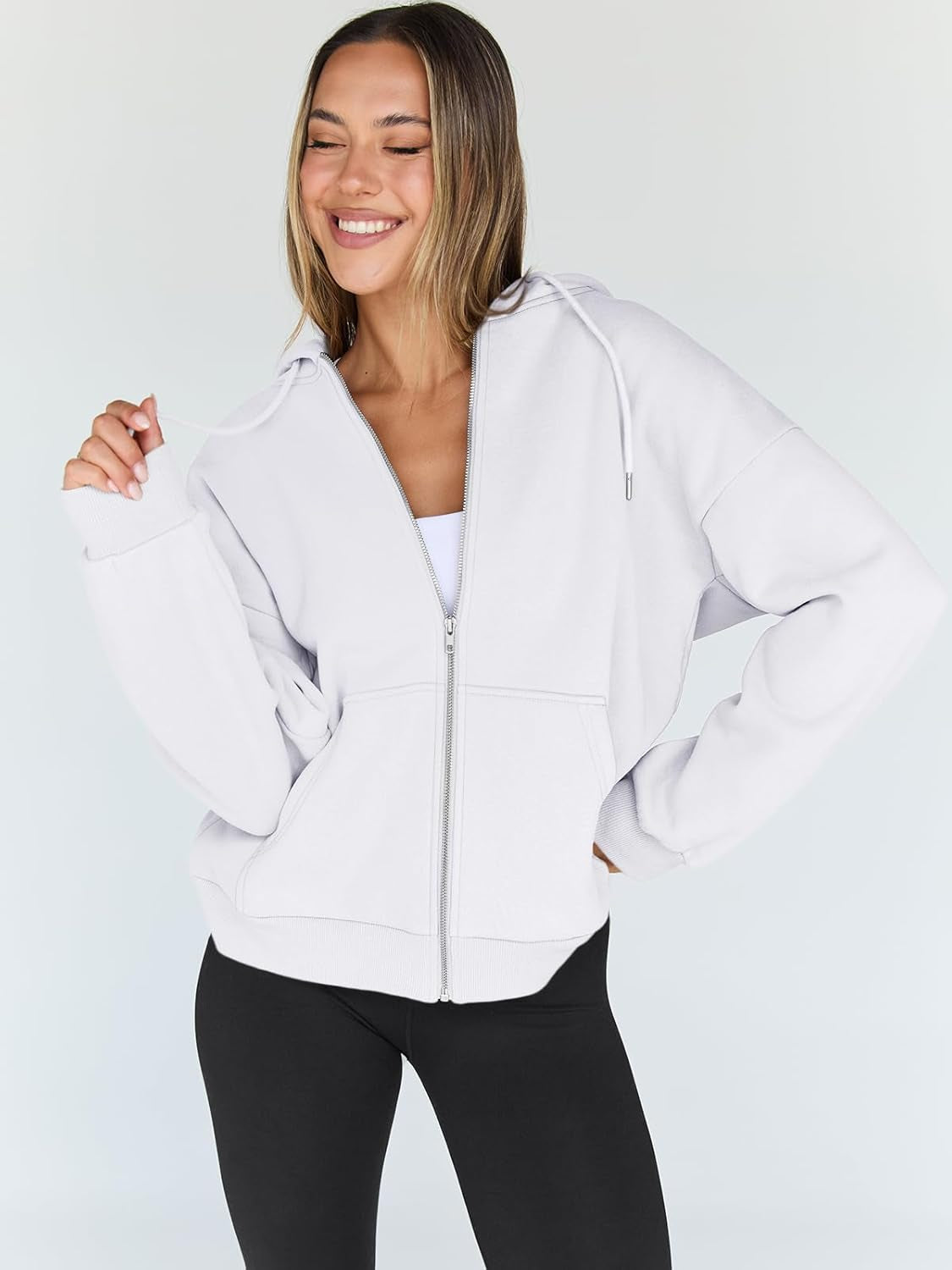 Womens Zip up Hoodies Oversized Sweatshirts Fall Fashion Outfits Casual Jackets 2025 Winter Clothes