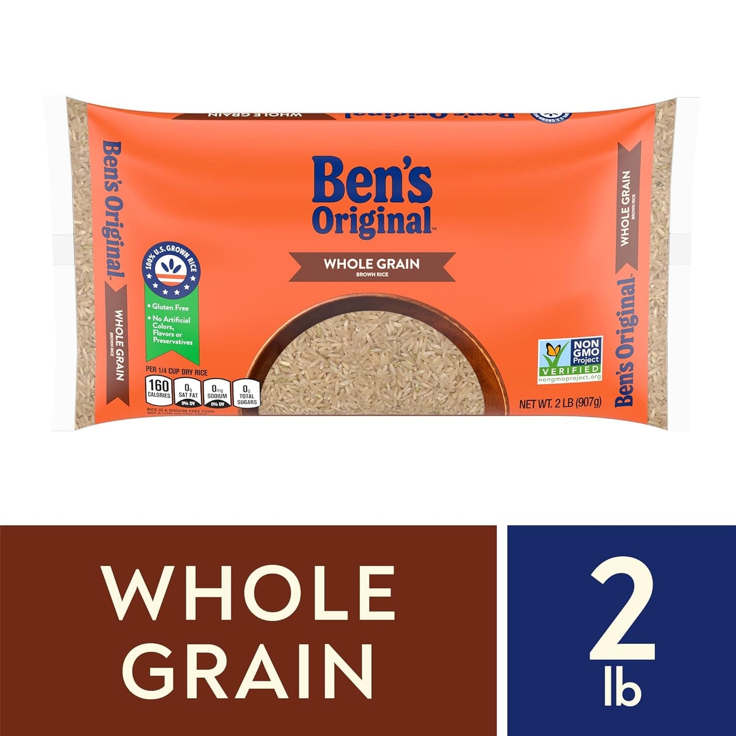 Whole Grain Brown Rice, 2 Lb Bag