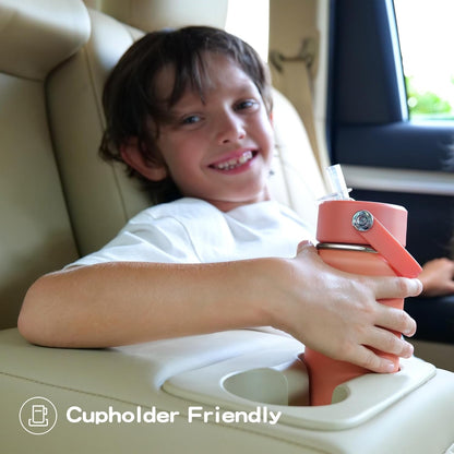 Kids Water Bottle with Straw Lid 14Oz, Vacuum Insulated 316 Stainless Steel Water Bottles for Kids for School, Leakproof Water Bottle, BPA Free and Keep Cold for 24 Hours