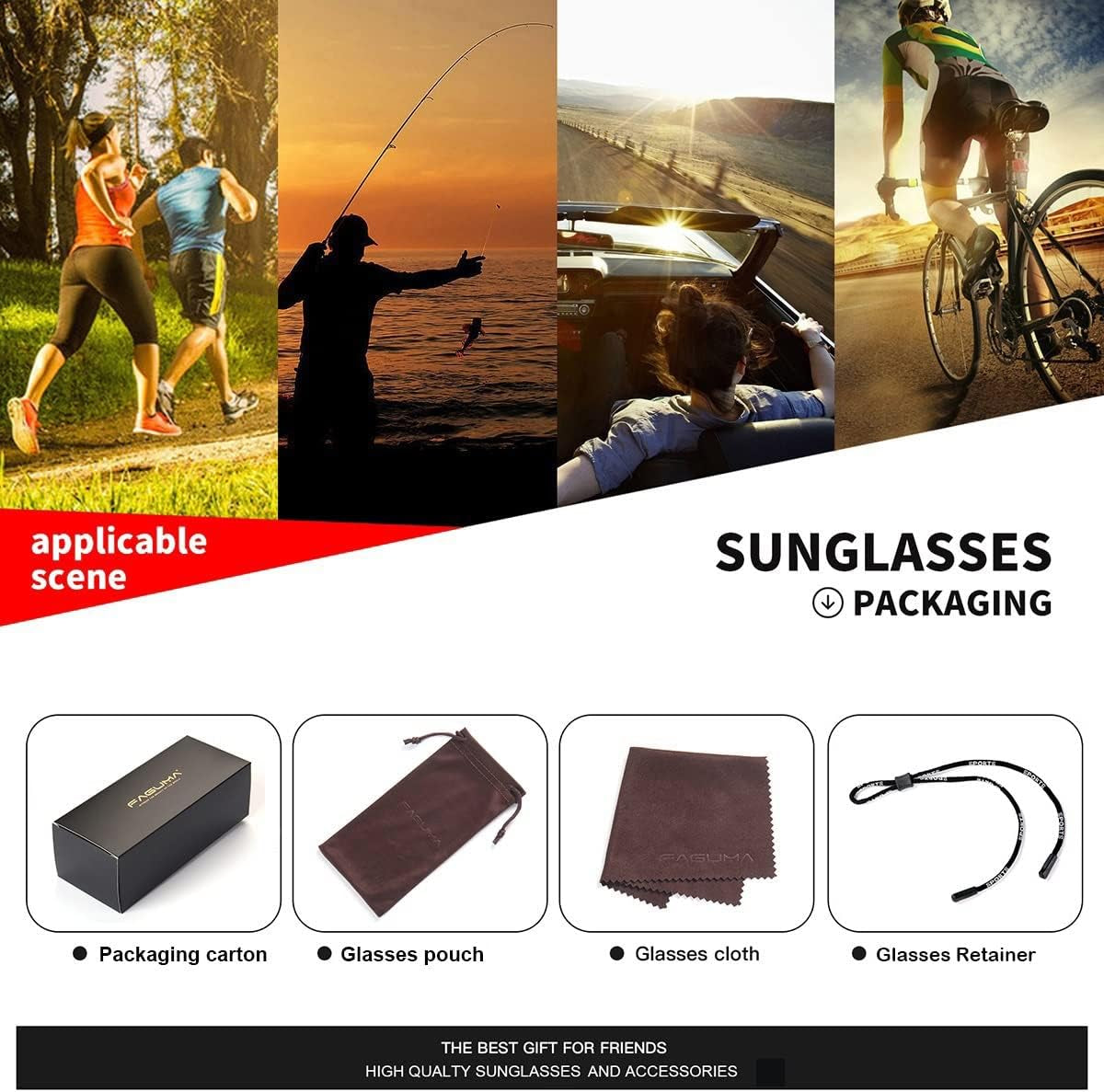Sports Polarized Sunglasses for Men Cycling Driving Fishing UV400 Protection