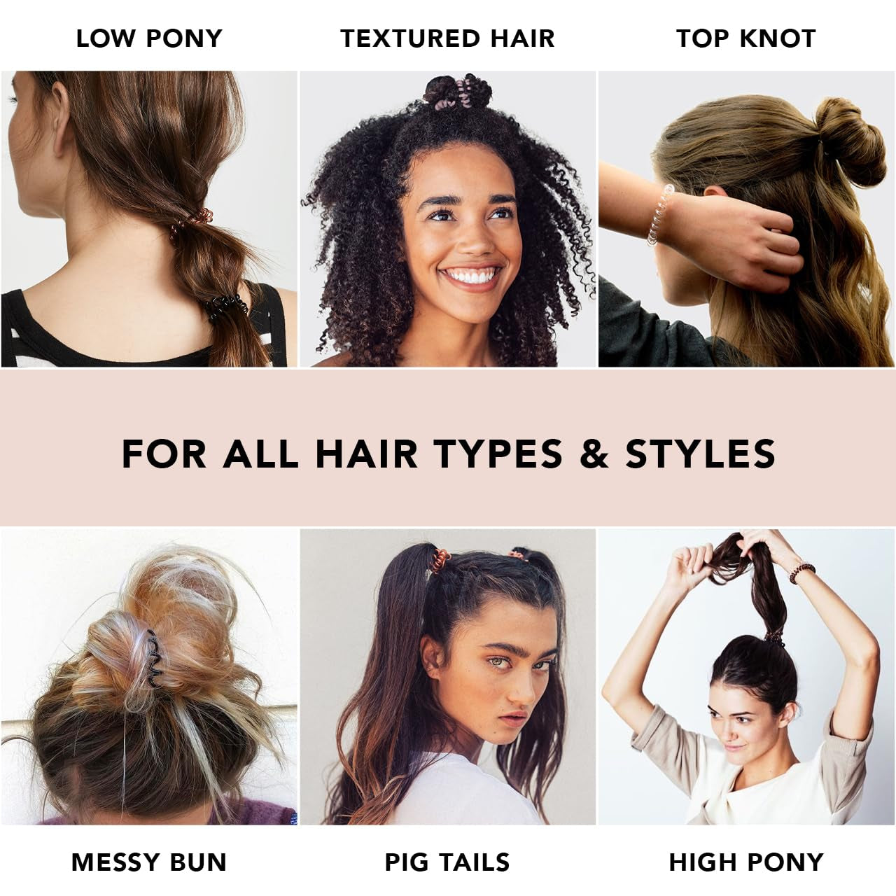 Spiral Hair Ties for Women, Coil Hair Ties for Thick Hair, No Crease Hair Tie, Spiral Hair Ties No Damage, Hair Coils & Phone Cord Hair Ties for Thin Hair, Hair Ties Spiral, 8Pcs (Brunette)