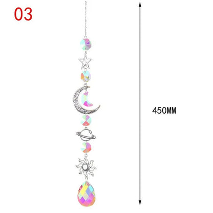 3 Styles Crystal Wind Chime Moon Sun Catcher Diamond Prisms Pendant Dream Catcher Rainbow Chaser Hanging Drop Home Garden Decor Windchime