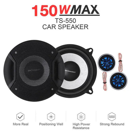5 Inch 150W Car Component Speaker System 13Cm Vehicle Door Auto Audio Stereo Speakers Set Hifi with Tweeter Crossover