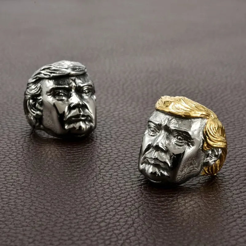 USA President Trump Statue Commemorative Coin Rings Trump Supporters Titanium Steel Jewelry Successfully Elected Souvenir Gift