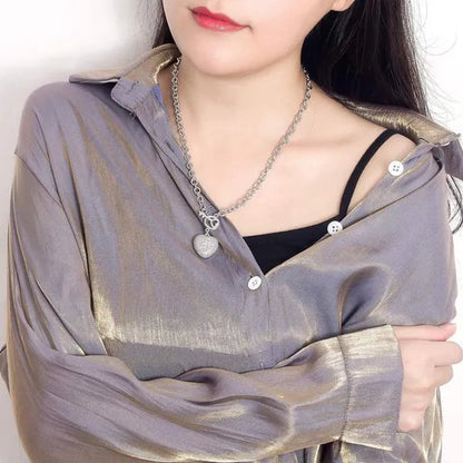 FASHION Women'S 925 Sterling Silver Necklace Noble Heart Pendant Necklace/Bracelet Solid Silver Rolo Chain Birthday Party Jewelry