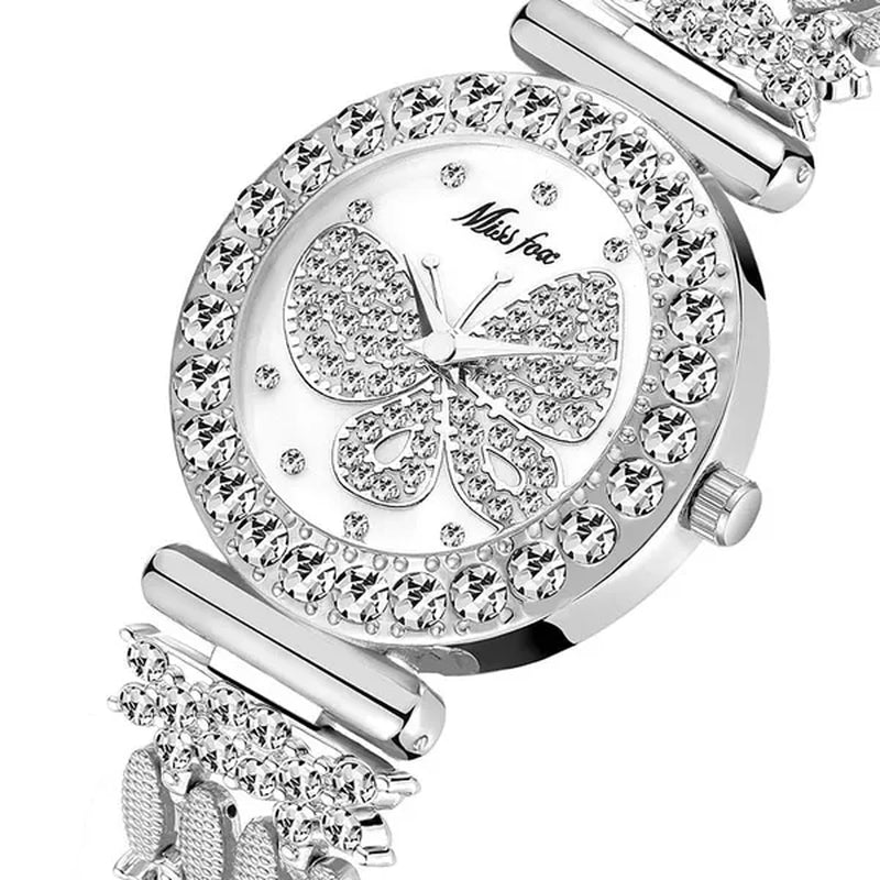 Butterfly Women Watches Luxury Brand Big Diamond 18K Gold Watch Waterproof Special Bracelet Expensive Ladies Wrist Watch