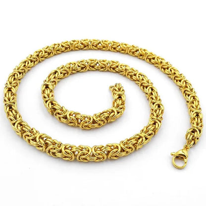 6/8Mm Wide Fashion 316L Stainless Steel Silver/Gold round Circle Byzantine Link Chain Men/Women Necklace or Bracelet 1PCS New