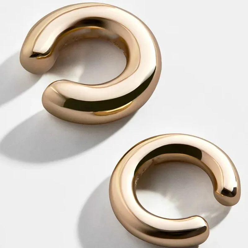 Fashionable and Simple Metal Gold Female Cartilage Clip Ear Round Ear Cuff Beautiful Girl Jewelry Earrings