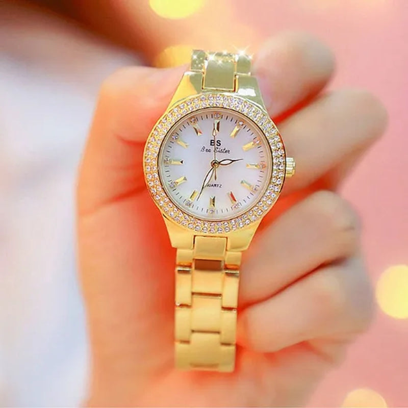 Luxury BS Ladies Wrist Watches Women Crystal Diamond Stainless Steel Watches