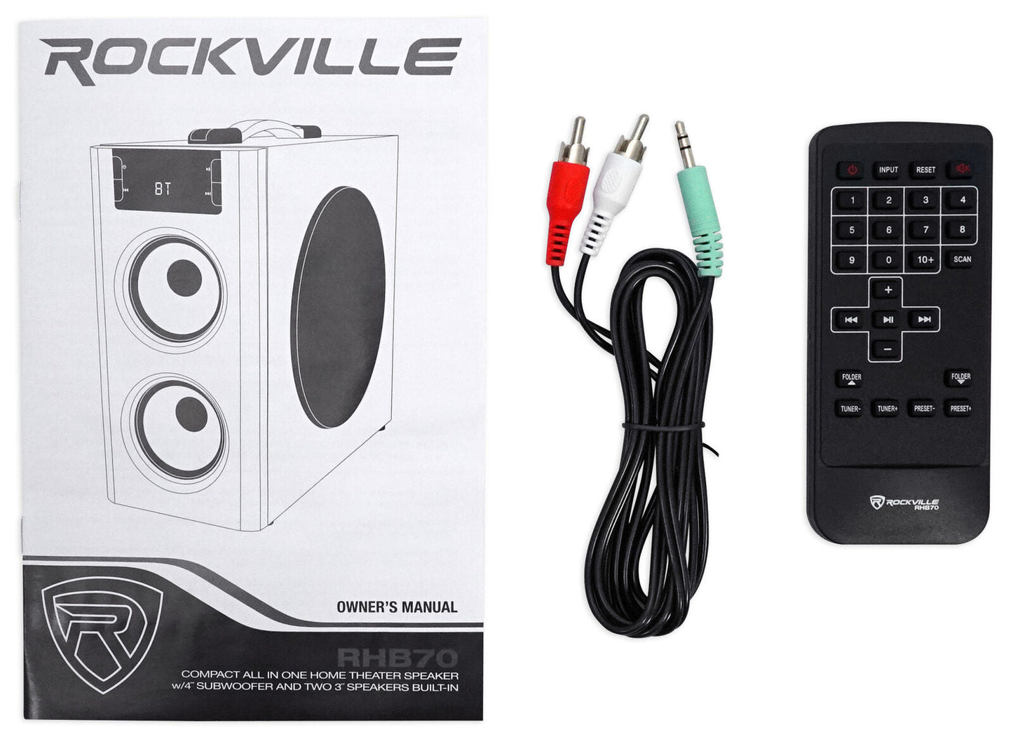 Rockville RHB70 Home Theater Compact Powered Speaker System W Bluetooth/Usb/