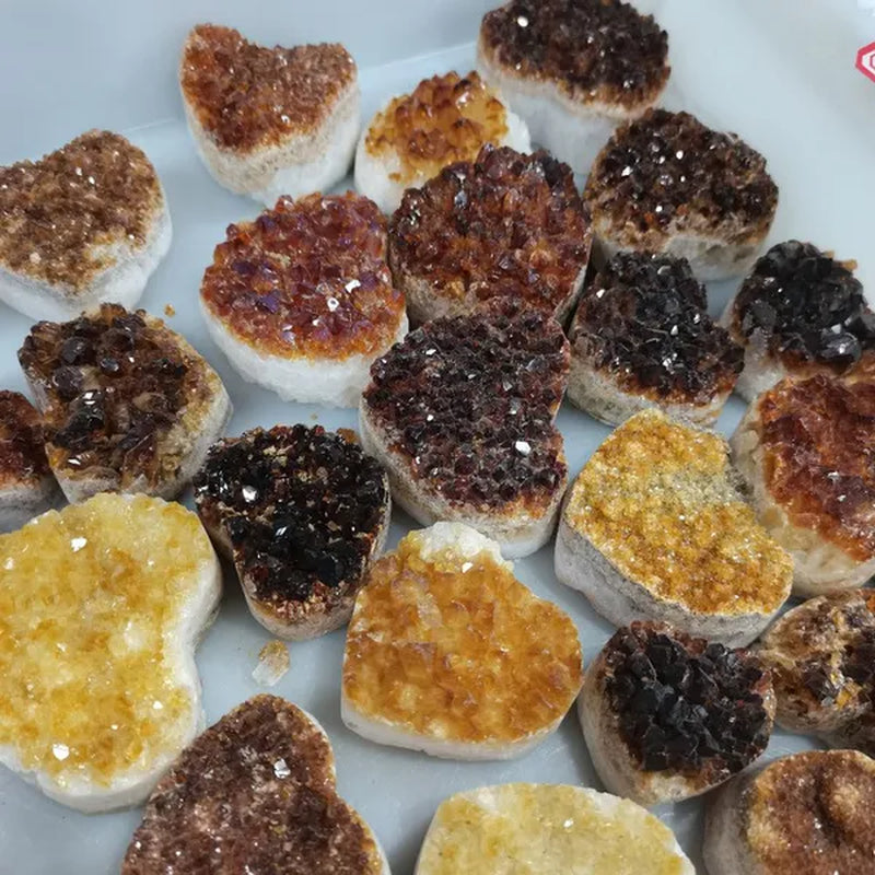 1pc 100% Natural Citrine Cluster Heart shape Mineral Specimen Quartz Stones and Crystals Healing Crystal