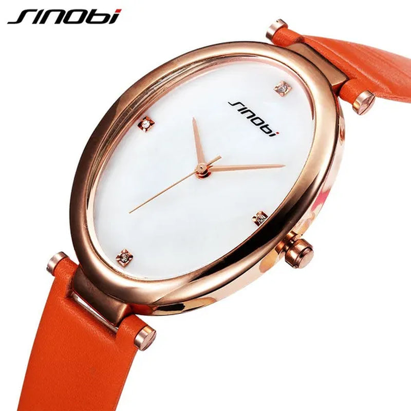 Ladies Elegant Ceramic Dial Oval Leather Band OL Business Watch Women Bracelet Rose Gold Wristwatch