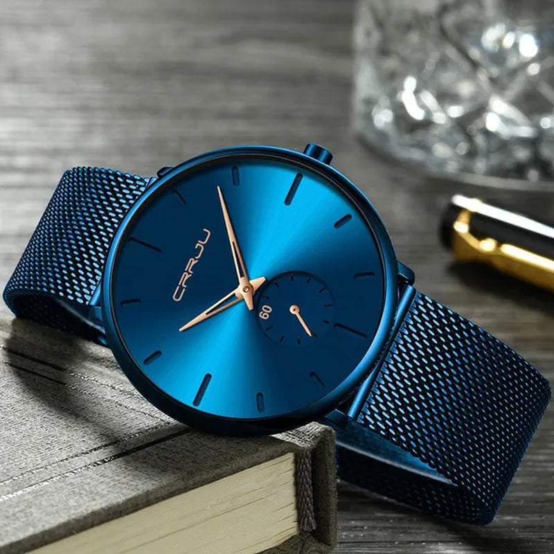 Fashion Mens Watches Top Brand Luxury Quartz Watch Men Casual Slim Mesh Steel Waterproof Sport Watch Relogio Masculino