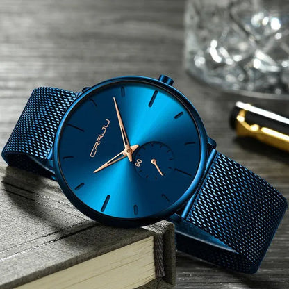 Fashion Mens Watches Top Brand Luxury Quartz Watch Men Casual Slim Mesh Steel Waterproof Sport Watch Relogio Masculino