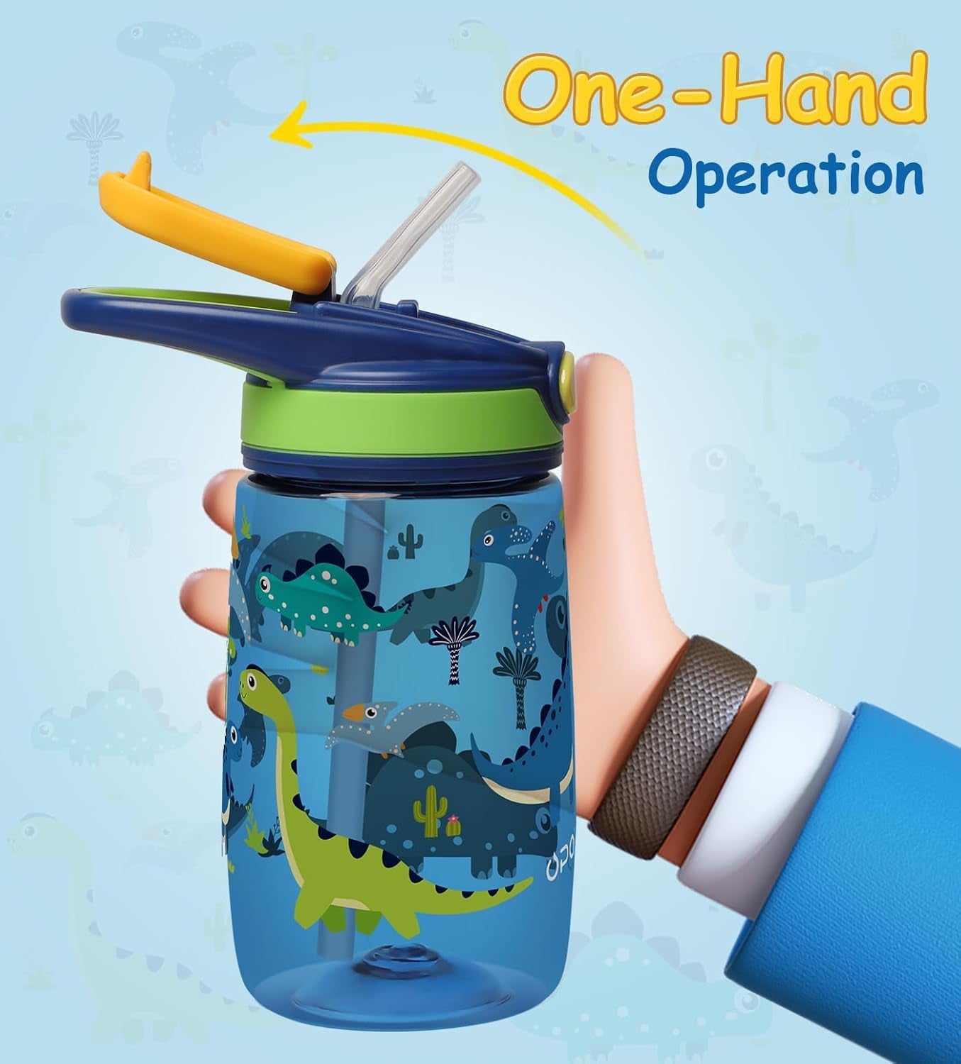 Kids Water Bottle, BPA Free Tritan 13.5Oz Water Bottle with Leakproof Lid, Straw & Carrying Loop for Toddlers