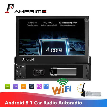 Amprime 1Din Android Car Radio Wifi Car Multimedia GPS Navigation Autoradio Bluetooth Stereo Radio FM AUX USB Auto Audio Player