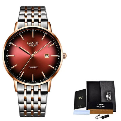 LIGE Luxury Ladies Watch Waterproof Rose Gold Steel Strap Women Wrist Watches Top Brand Bracelet Clocks Montre Femme