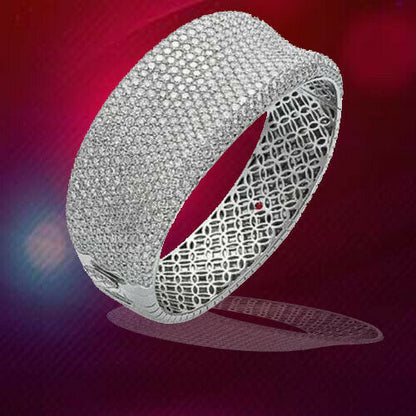 ROBERTO COIN STAMPED ORIGINAL BANGLE DIAMOND ROUND BRILLIANT PRONG SET DIAMOND
