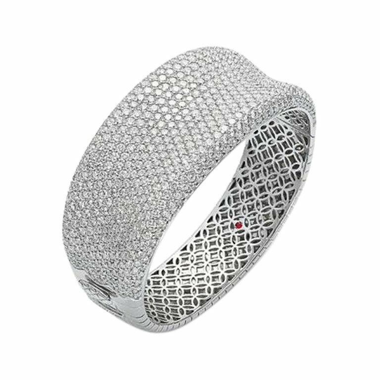 ROBERTO COIN STAMPED ORIGINAL BANGLE DIAMOND ROUND BRILLIANT PRONG SET DIAMOND