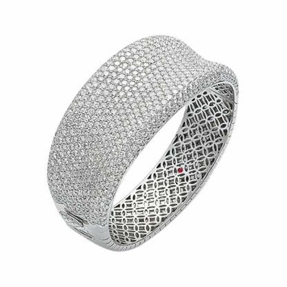 ROBERTO COIN STAMPED ORIGINAL BANGLE DIAMOND ROUND BRILLIANT PRONG SET DIAMOND