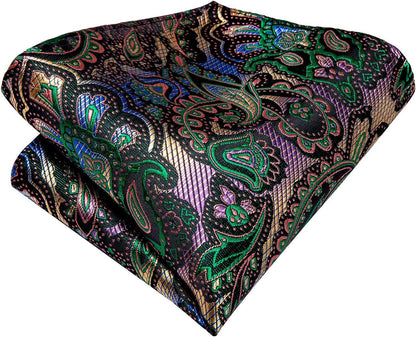 Silk Paisley Ties for Men Necktie Pocket Square Cufflinks Set Foral Tie Sets Formal Business