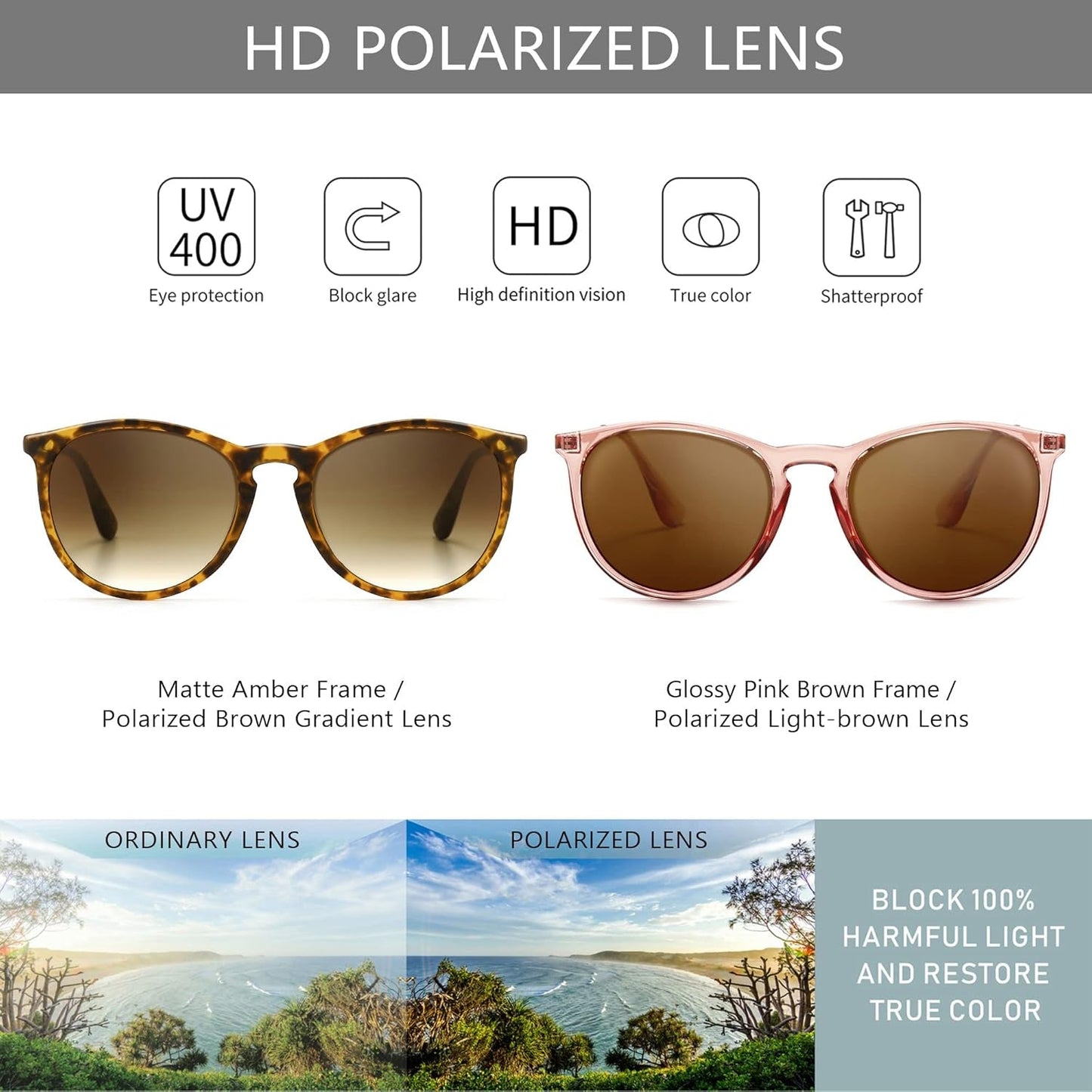 Vintage round Sunglasses for Women Men Classic Retro Designer Style