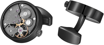 Cufflinks Steampunk Watch Movement Shape Cufflinks for Men Mens Shirt Vintage Gears Watch Cuff Links Business Wedding Gifts with Gift Box