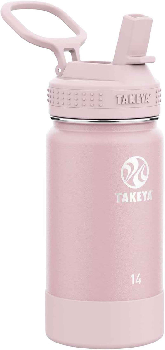 Actives Kids 14 Oz Vacuum Insulated Stainless Steel Water Bottle with Straw Lid, Blush