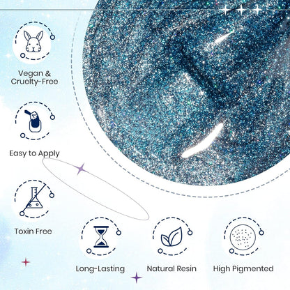 Reflective Cat Eye Gel Nail Polish Sparkling Holographic Magnetic Nail Polish Gel 9D Cateye Gel Polish Set 12 Colors with Magnet for Home DIY Manicure Nail Salon